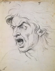 Der Kopf eines Mannes, der vor Angst schreit, eine Studie für die Figur des Darius in 